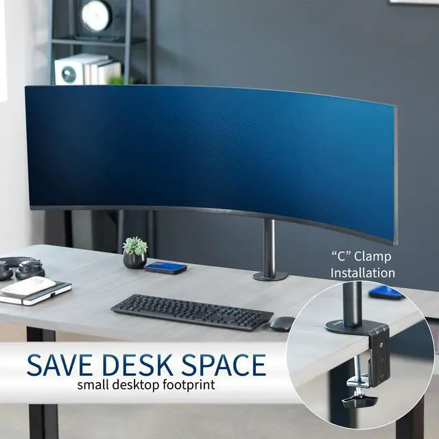 Alt view image 6 of 7 - VIVO Single Ultrawide Monitor Desk Mount, Adjustable Stand for Screens up to 49"