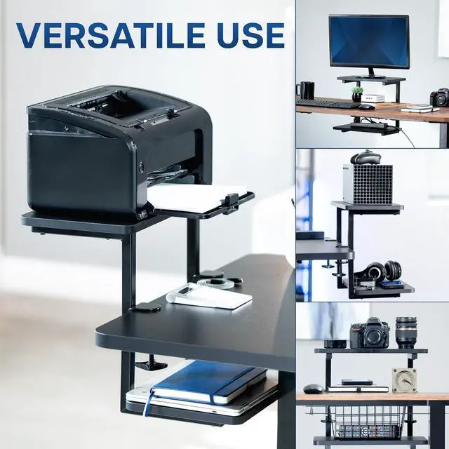 Alt view image 6 of 7 - VIVO Black 16" Clamp-on Flexible Shelving Unit Organizer for Desk Accessories