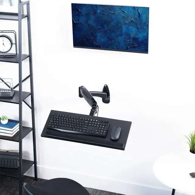 Alt view image 2 of 7 - VIVO Pneumatic Keyboard & Mouse Platform Wall Mount, Keyboard Tray Arm