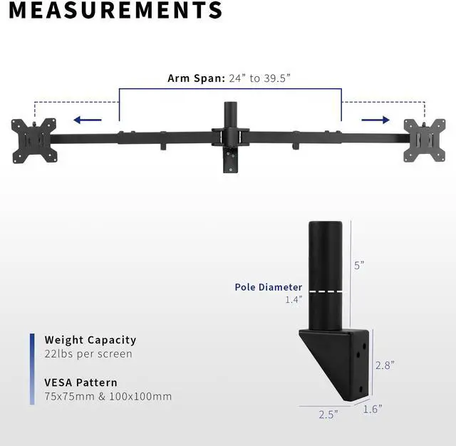 Alt view image 3 of 7 - VIVO Steel Telescoping Flush Wall Mount for Dual 27" to 38" Ultra Wide Monitors