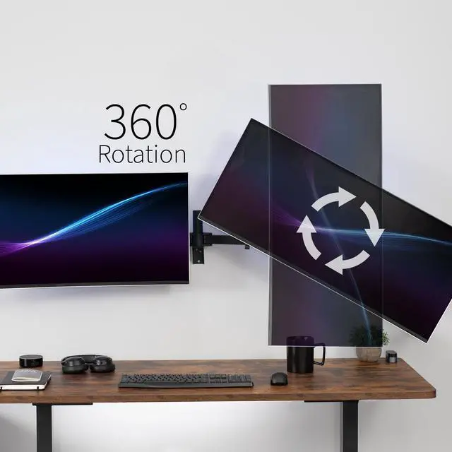 Alt view image 4 of 7 - VIVO Steel Telescoping Flush Wall Mount for Dual 27" to 38" Ultra Wide Monitors