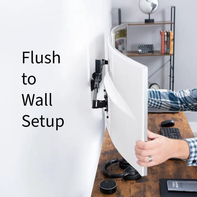 Alt view image 6 of 7 - VIVO Steel Telescoping Flush Wall Mount for Dual 27" to 38" Ultra Wide Monitors