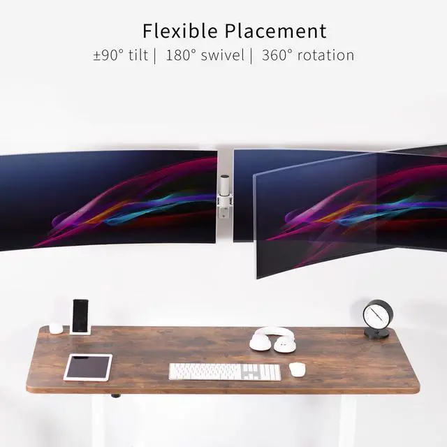 Alt view image 7 of 7 - VIVO White Telescoping Flush Wall Mount for Dual 27"- 38" Ultra Wide Monitors