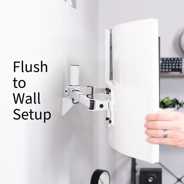 Alt view image 6 of 7 - VIVO White Telescoping Flush Wall Mount for Dual 27"- 38" Ultra Wide Monitors