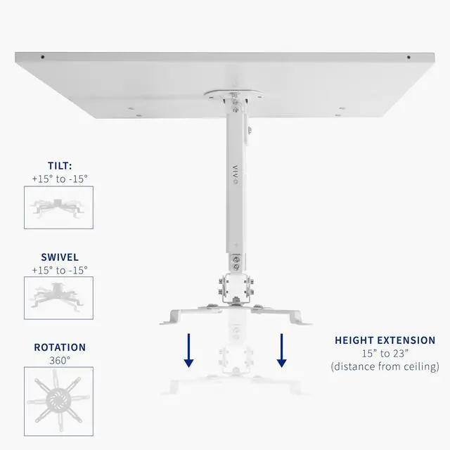 Alt view image 4 of 7 - VIVO Universal White 2x2 ft Drop Ceiling Height Adjustable Projector Mount