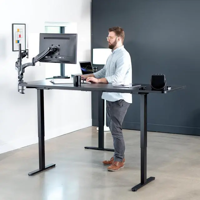 Alt view image 3 of 7 - VIVO Black Electric 83" x 83" Curved Corner Stand Up Desk