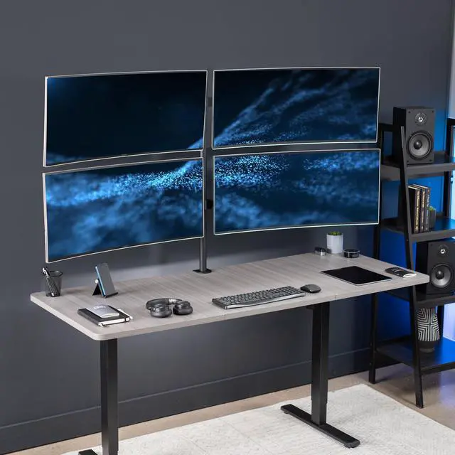 Alt view image 2 of 7 - VIVO Telescoping Quad Ultra Wide 27" to 38" Monitor Heavy Duty Desk Mount Stand