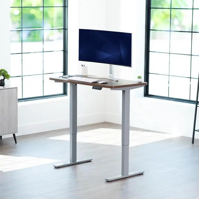 Alt view image 2 of 7 - VIVO Electric 43 x 24 Stand Up Desk | Rustic Vintage Brown Table Top, Gray Frame