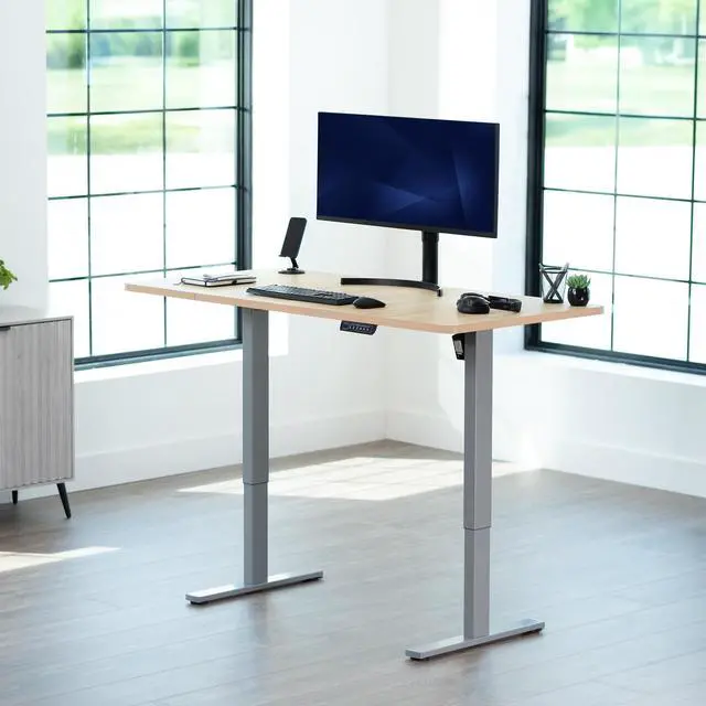 Alt view image 2 of 7 - VIVO Electric 60 x 24 Stand Up Desk, Light Wood Table Top, Gray Frame