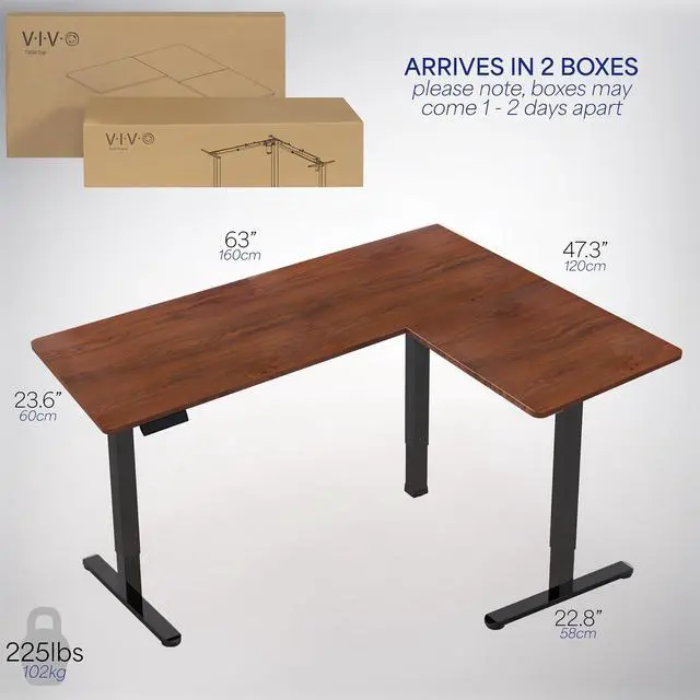 Alt view image 6 of 7 - VIVO Dark Walnut / Black Electric 63" x 47" Corner Standing Desk
