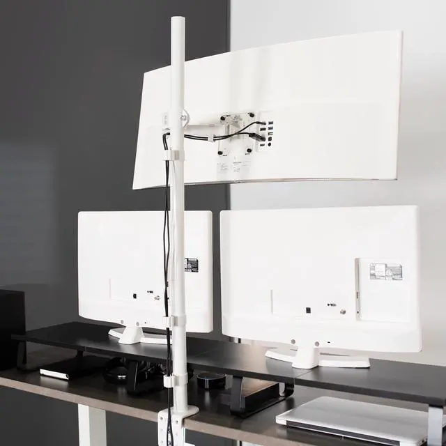 Alt view image 6 of 7 - VIVO White Cable Clip Kit for Monitor Stands | 1 Pole Clip + 4 Arm Clips