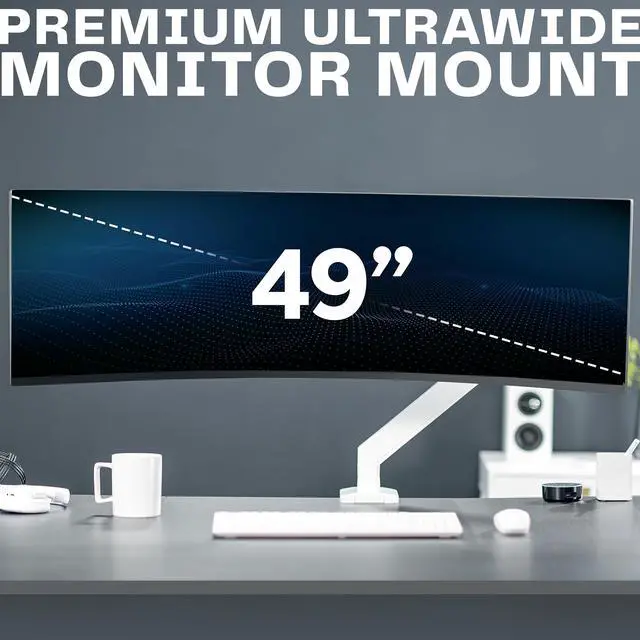 Alt view image 3 of 7 - VIVO White Single Pneumatic Monitor Desk Mount, Fits Ultrawides up to 49"