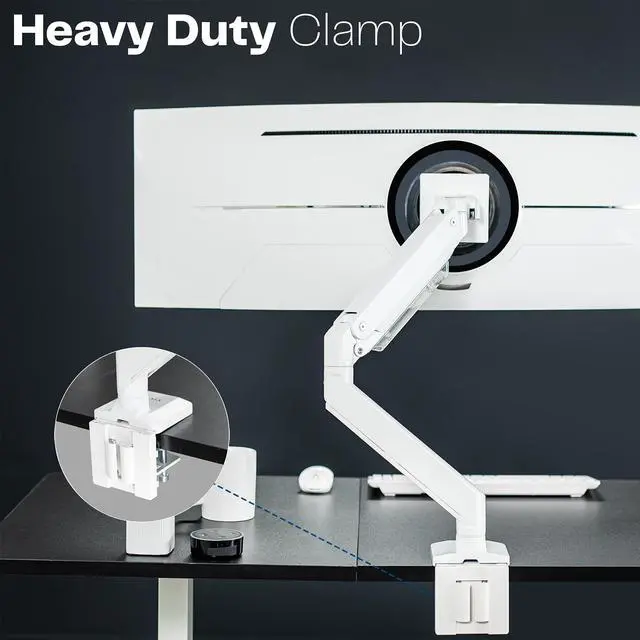 Alt view image 7 of 7 - VIVO White Single Pneumatic Monitor Desk Mount, Fits Ultrawides up to 49"