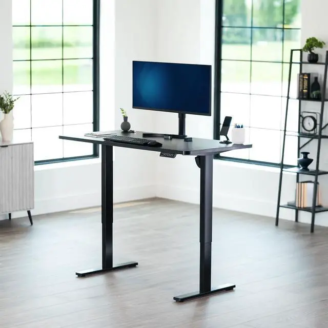 Alt view image 2 of 7 - VIVO Electric 55 x 28 Stand Up Desk, Black Table Top, Black Frame