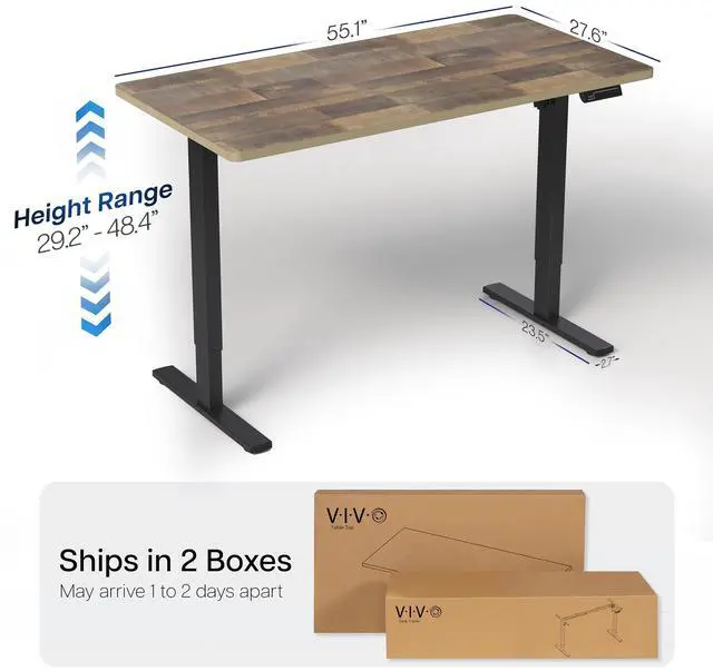 Alt view image 4 of 7 - VIVO Electric 55 x 28 Stand Up Desk, Reclaimed Wood Table Top, Black Frame