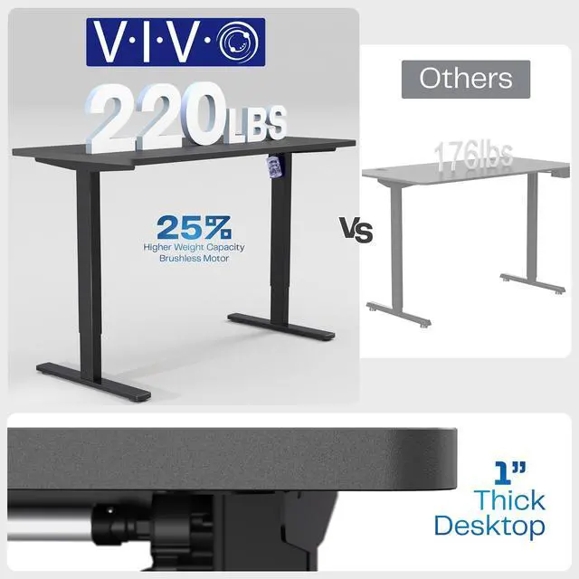 Alt view image 5 of 7 - VIVO Electric 55 x 28 Stand Up Desk, Reclaimed Wood Table Top, Black Frame