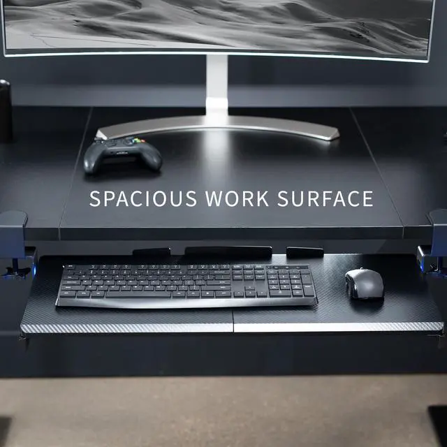 Alt view image 6 of 7 - VIVO Black Clamp-on Under Desk Gaming Split Keyboard Tray with RGB Lights