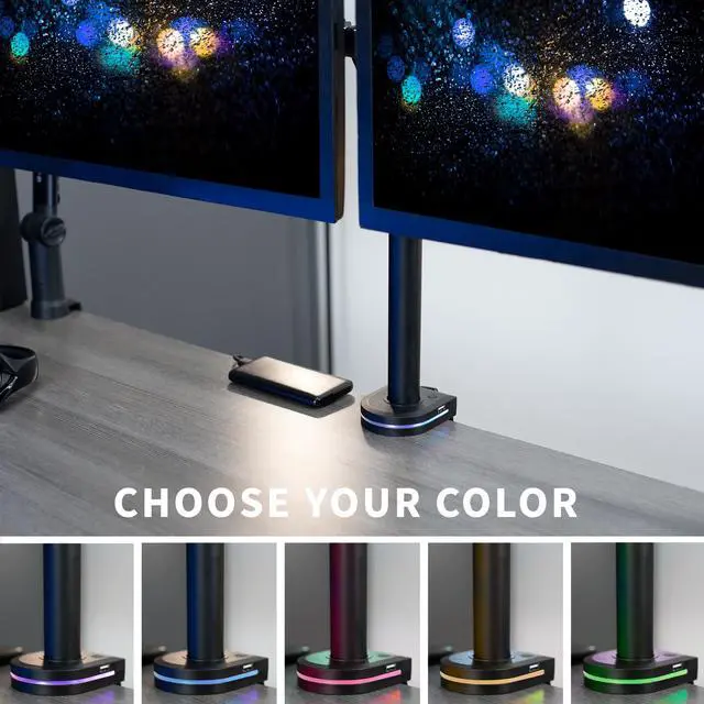 Alt view image 2 of 7 - VIVO Pole-Mounted RGB Stand Accessory with Dual USB-A Hub and Light Strip