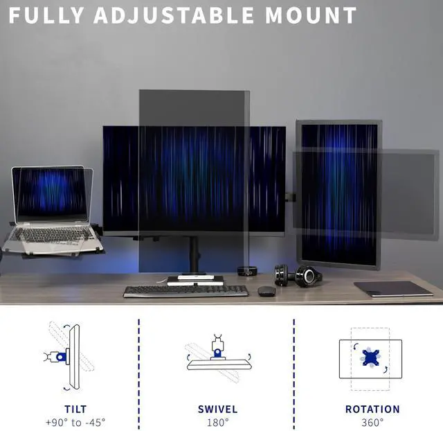 Alt view image 5 of 7 - VIVO Dual 13" to 27" Monitor Mount with Laptop Holder, Horizontal Screen Display