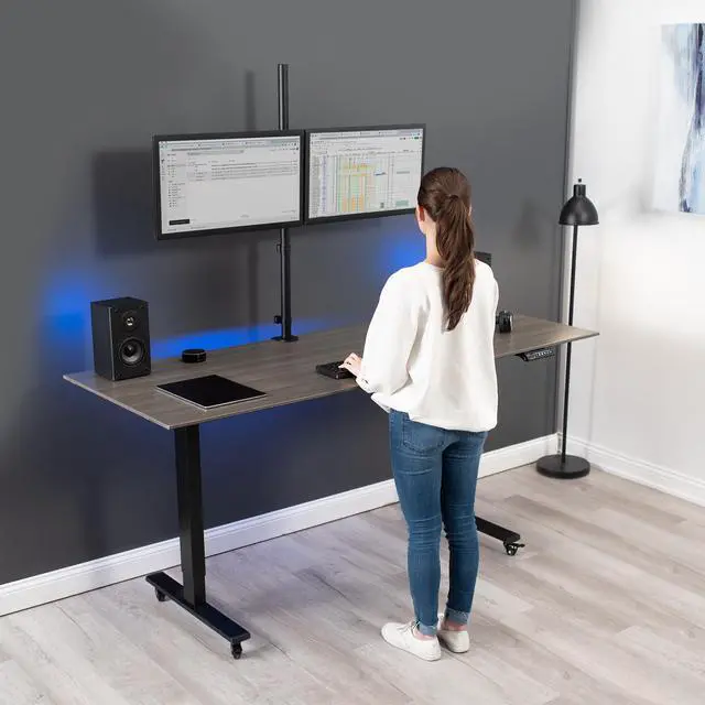 Alt view image 7 of 7 - VIVO Dual Monitor Desk Mount Extra Tall Adjustable Stand for up to 32" Screens