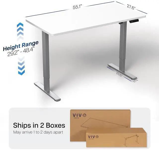 Alt view image 4 of 7 - VIVO Electric 55 x 28 Stand Up Desk, White Table Top, Gray Frame