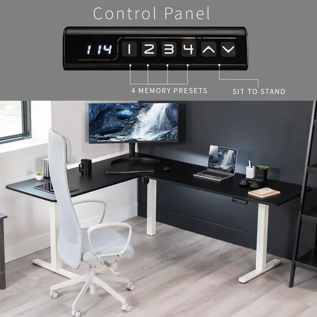 Alt view image 5 of 7 - VIVO Black / White Electric 75" x 63" Corner Standing Desk, L-Shaped Workstation