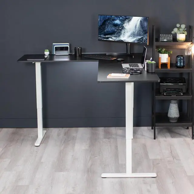 Alt view image 7 of 7 - VIVO Black / White Electric 75" x 63" Corner Standing Desk, L-Shaped Workstation