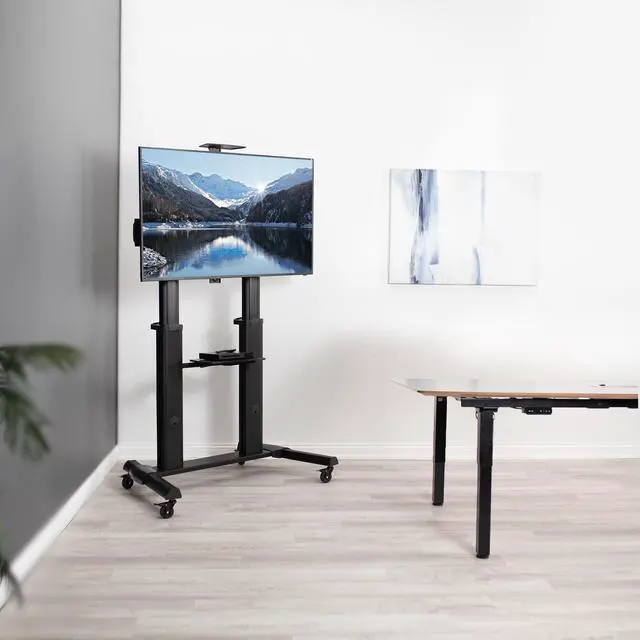 Alt view image 2 of 7 - Black Ultra Heavy Duty Mobile Stand TV Cart Mount, Fits 32" to 100" Flat Screens