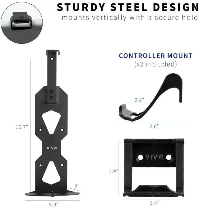 Alt view image 3 of 7 - VIVO Black Steel Wall Mount Designed for PS5 Console, 2 Controller Mounts