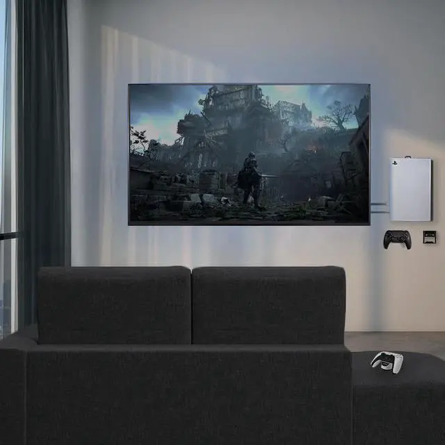 Alt view image 4 of 7 - VIVO Black Steel Wall Mount Designed for PS5 Console, 2 Controller Mounts