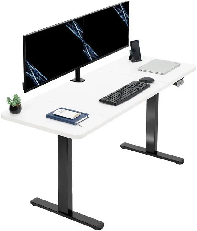 Main image of VIVO Electric 60 x 24 Stand Up Desk Workstation | White Table Top, Black Frame