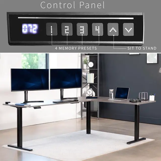 Alt view image 5 of 7 - VIVO Gray / Black Electric 84" x 63" Corner Desk, L-Shaped Workstation