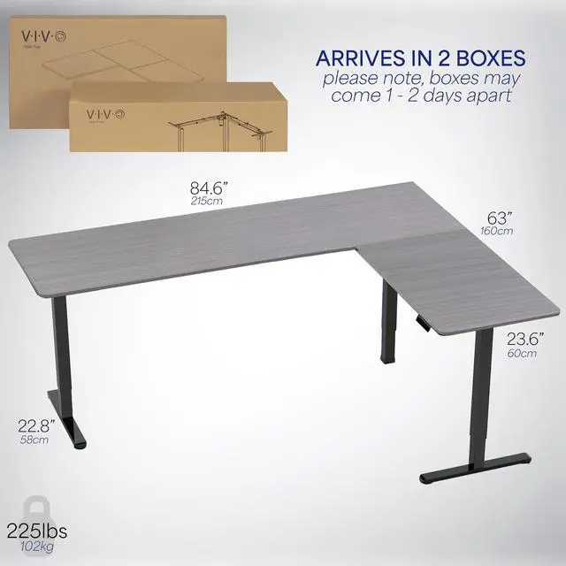 Alt view image 6 of 7 - VIVO Gray / Black Electric 84" x 63" Corner Desk, L-Shaped Workstation