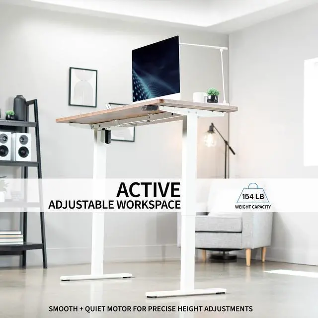 Alt view image 3 of 7 - VIVO Electric 60 x 24 Stand Up Desk | White Table Top, White Frame