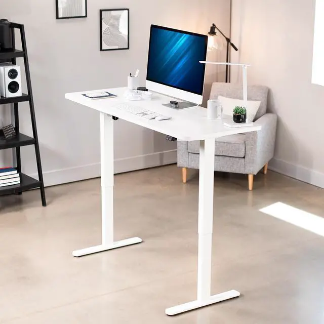 Alt view image 2 of 7 - VIVO Electric 60 x 24 Stand Up Desk | White Table Top, White Frame