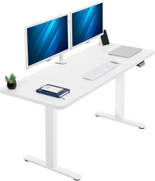 Main image of VIVO Electric 60 x 24 Stand Up Desk | White Table Top, White Frame