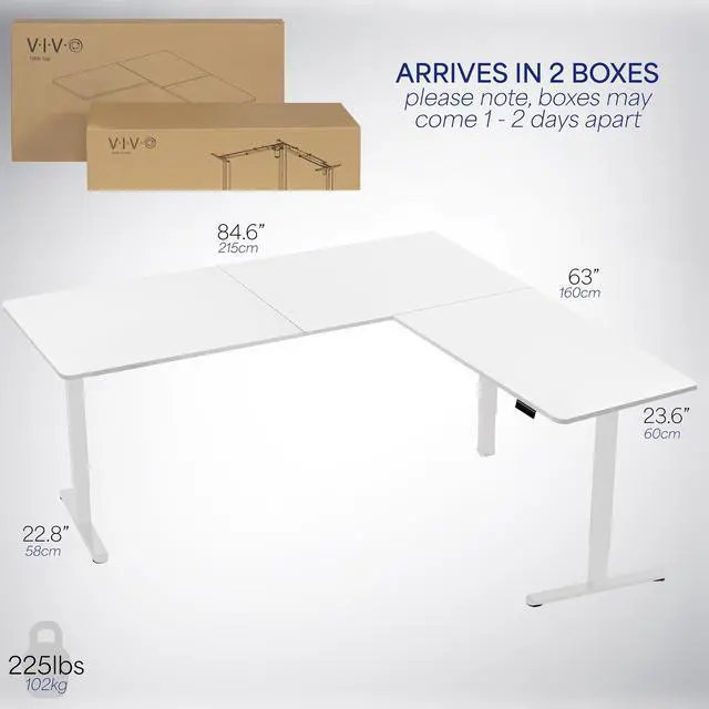 Alt view image 6 of 7 - VIVO White Electric 84" x 63" Corner Standing Desk, L-Shaped Workstation