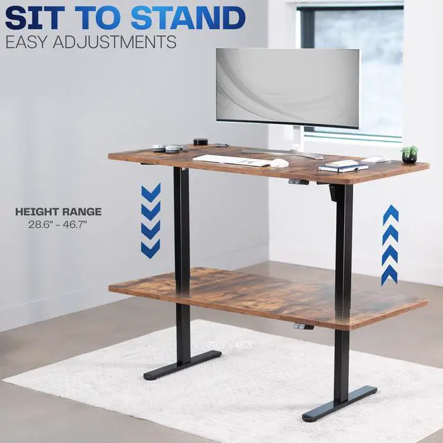 Alt view image 6 of 7 - VIVO Electric 60 x 30 Stand Up Desk, Vintage Brown Table Top, Black Frame