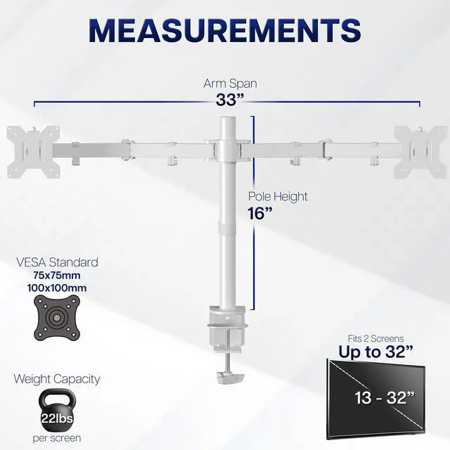 Alt view image 4 of 7 - VIVO White Dual Monitor Desk Mount Adjustable Stand, Fits Screens up to 32"