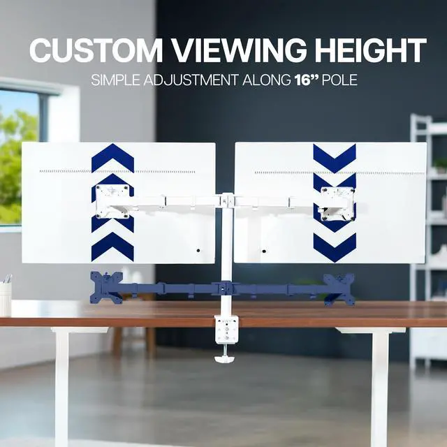Alt view image 5 of 7 - VIVO White Dual Monitor Desk Mount Adjustable Stand, Fits Screens up to 32"