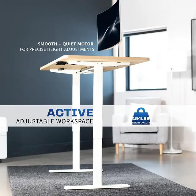 Alt view image 5 of 7 - VIVO Electric 60 x 30 Stand Up Desk, Light Wood Table Top, White Frame