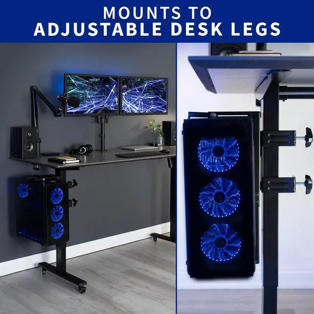 Alt view image 2 of 7 - VIVO Steel Adjustable Clamp-on Desk Leg PC Mount, Computer Case CPU Holder