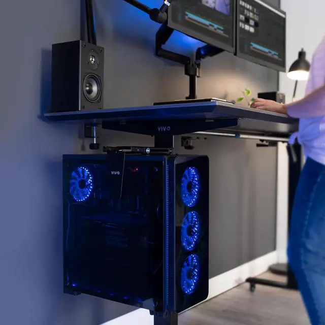 Alt view image 3 of 7 - VIVO Steel Adjustable Clamp-on Desk Leg PC Mount, Computer Case CPU Holder