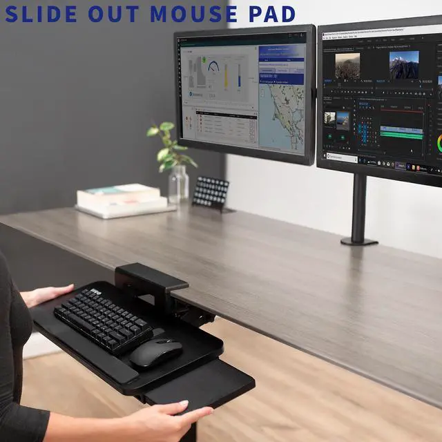 Alt view image 4 of 7 - VIVO Adjustable Keyboard Tray with Slide-Out Mouse Pad, Under Table Desk Mount