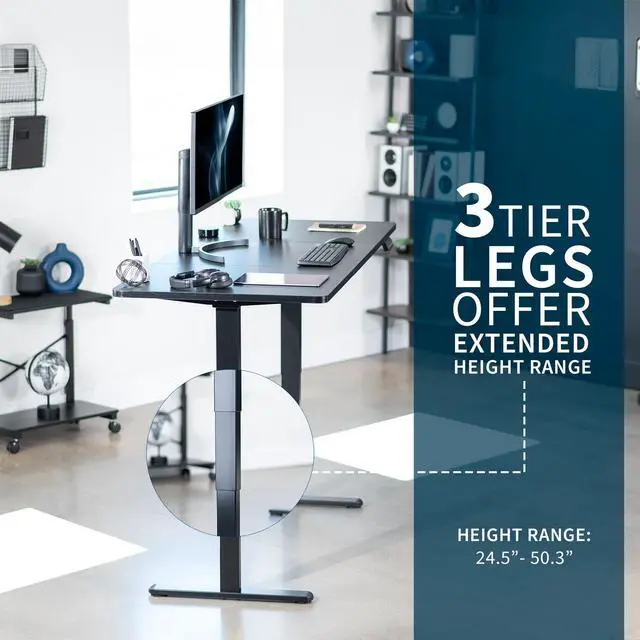 Alt view image 4 of 7 - VIVO Electric 71 x 30 Stand Up Desk Workstation, Black Table Top, Black Frame