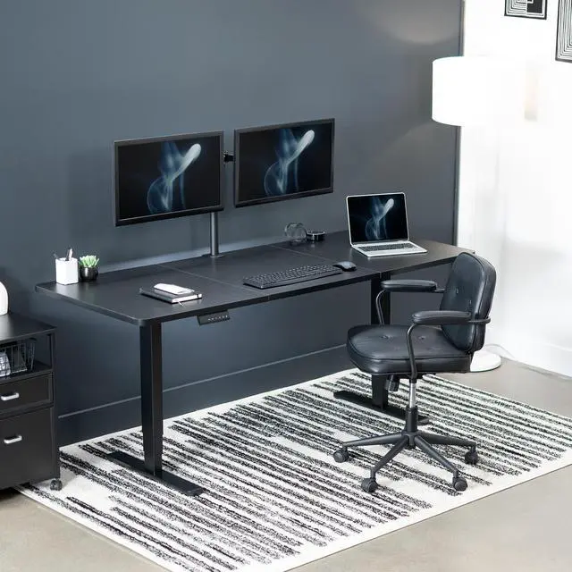 Alt view image 3 of 7 - VIVO Electric 71 x 30 Stand Up Desk Workstation, Black Table Top, Black Frame