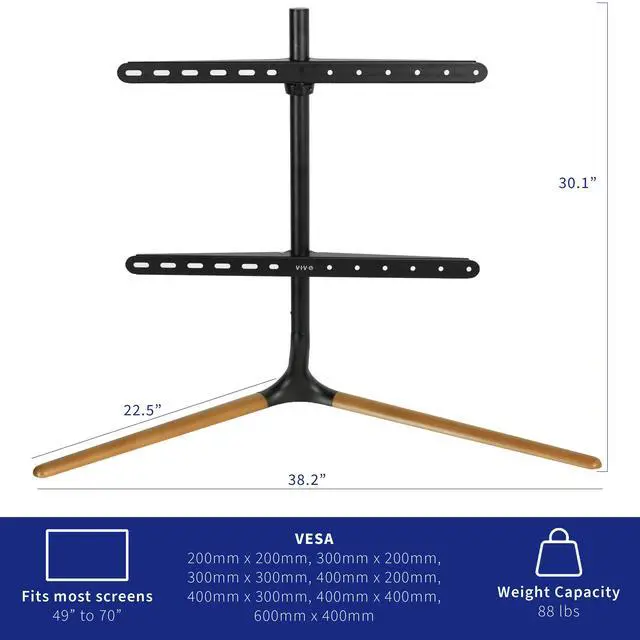 Alt view image 3 of 7 - VIVO Adjustable 49" to 70" Screen Studio TV Tabletop Stand with V-Base