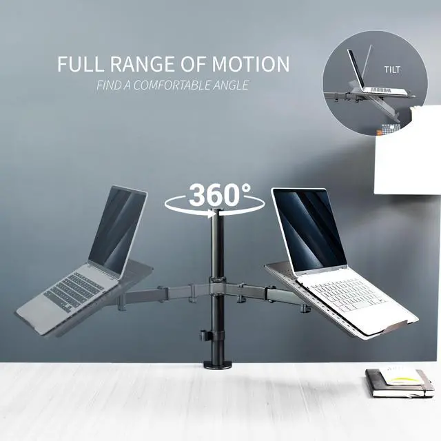 Alt view image 4 of 7 - VIVO Black Single Laptop Notebook Desk Mount, Fully Adjustable Extension Clamp