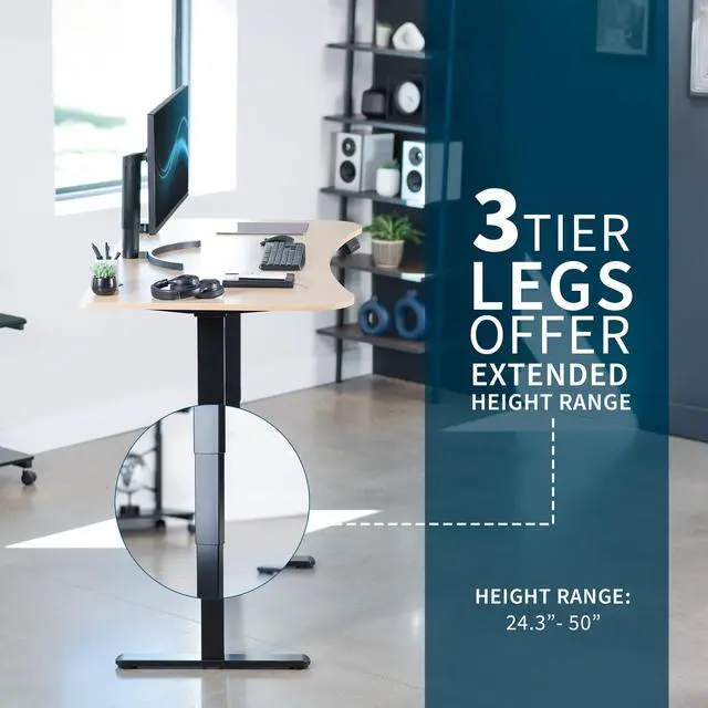 Alt view image 4 of 7 - VIVO Electric 63" x 32" Stand Up Desk, Light Wood Table Top, Black Frame