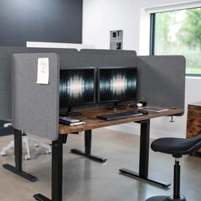 Alt view image 2 of 7 - VIVO Dark Gray Clamp-on 60" and 24" Desktop Privacy Panels (3 Panels), Dividers